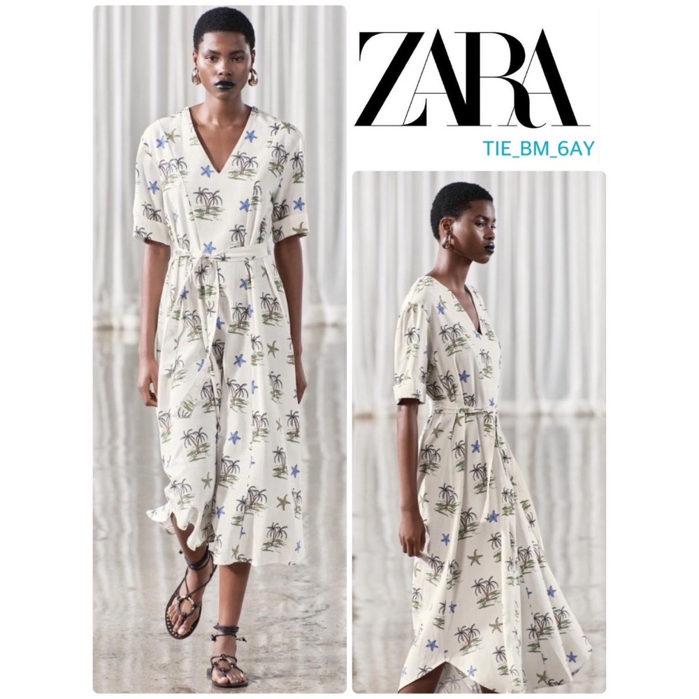 NWT ZARA PRINTED DRESS ZW COLLECTION PALM PRINT